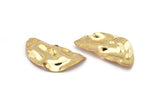 Semi Circle Charm, 4 Gold Plated Brass Wavy Half Moon Charms With 2 Holes, Earrings, Findings (29x15x0.60mm) D0725 Q0750