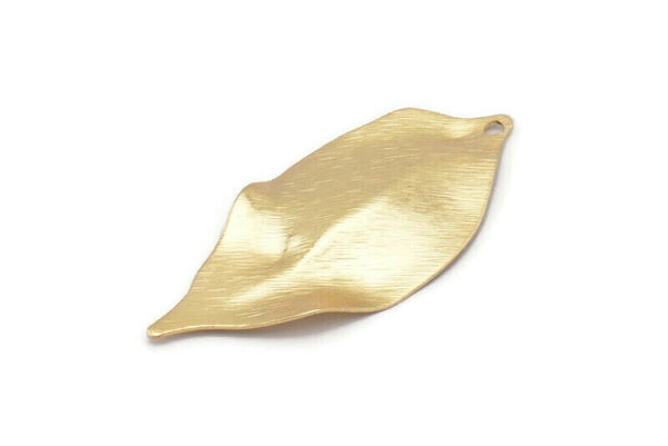 Gold Leaf Charm, 4 Gold Plated Brass Textured Leaf Charm Earrings With 1 Hole, Pendants, Findings (35x16x0.40mm) D0687 Q0751