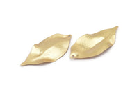 Gold Leaf Charm, 4 Gold Plated Brass Textured Leaf Charm Earrings With 1 Hole, Pendants, Findings (35x16x0.40mm) D0687 Q0751