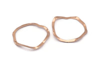 Rose Gold Circle Charm, 6 Rose Gold Plated Brass Wavy Circle Charms Without Hole, Earrings, Findings (29x28x0.60mm) D0718 Q0752