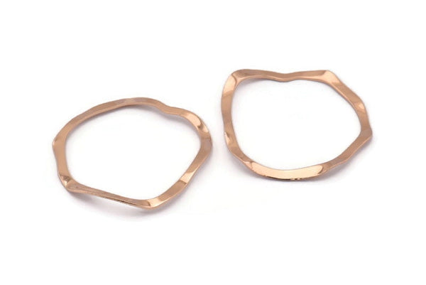 Rose Gold Circle Charm, 6 Rose Gold Plated Brass Wavy Circle Charms Without Hole, Earrings, Findings (29x28x0.60mm) D0718 Q0752