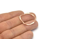 Rose Gold Circle Charm, 6 Rose Gold Plated Brass Wavy Circle Charms Without Hole, Earrings, Findings (29x28x0.60mm) D0718 Q0752