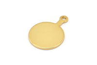 Gold Round Tag, 4 Gold Plated Brass Round Stamping Blanks With 1 Loop, Earrings, Pendants, Findings (22x16x1mm) D0662 Q0756