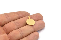 Gold Round Tag, 4 Gold Plated Brass Round Stamping Blanks With 1 Loop, Earrings, Pendants, Findings (22x16x1mm) D0662 Q0756