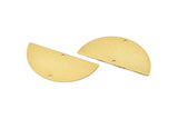 Gold Half Moon, 2 Gold Plated Brass Textured Semi Circle Blanks With 2 Holes, Charms, Earrings, Pendants (36x18x0.60mm) D0665 Q0761