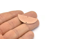 Rose Gold Half Moon, 2 Rose Gold Plated Brass Textured Semi Circle Blanks With 2 Holes, Charms, Earrings (36x18x0.60mm) D0665 Q0761