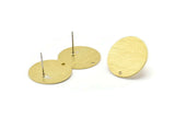 Brass Round Earring, 6 Textured Raw Brass Round Stud Earrings With 1 Hole (20x0.70mm) M01360 A2363