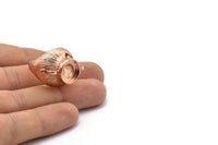 Etnik Gül Altın Yüzük - Gül Altın Kaplama Pirinç Etnik Sürahi Ayarlanabilir Yüzük Ayarı, Ped Boyutu (12 mm) E388 Q0547