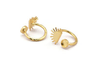 Gold Ring Settings, Gold Plated  Brass Moon And Planet Ring With 1 Stone Setting - Pad Size 6mm R054 Q0605