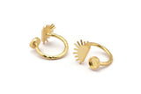 Gold Ring Settings, Gold Plated  Brass Moon And Planet Ring With 1 Stone Setting - Pad Size 6mm R054 Q0605