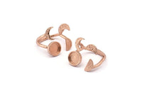 Gül Altın Yüzük Ayarları, Gül Altın Kaplama Pirinç Ay ve Gezegen Yüzük, 1 Taş Ayarı - Ped Boyutu 8 mm R051 Q0606