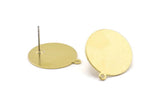 Brass Round Earring, 8 Raw Brass Round Stud Earrings With 1 Loop (23x20x0.70mm) M01361 A2377