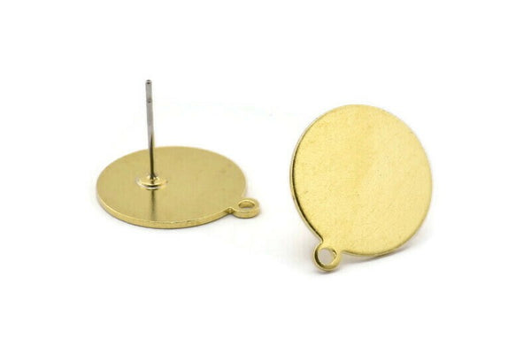 Brass Round Earring, 8 Raw Brass Round Earrings With 1 Loop (16x18x0.80mm) M01359 A2376