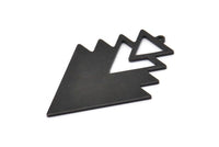 Siyah Üçgen Tılsımı, 1 Döngülü 2 Oksitlenmiş Siyah Pirinç Ağaç Tılsımı (49x33x1mm) M01233 H1302