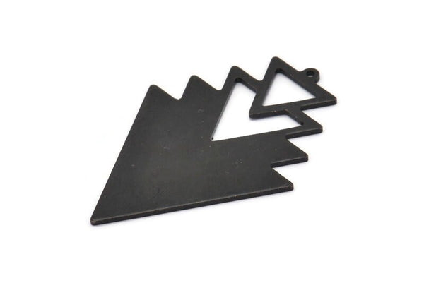 Siyah Üçgen Tılsımı, 1 Döngülü 2 Oksitlenmiş Siyah Pirinç Ağaç Tılsımı (49x33x1mm) M01233 H1302