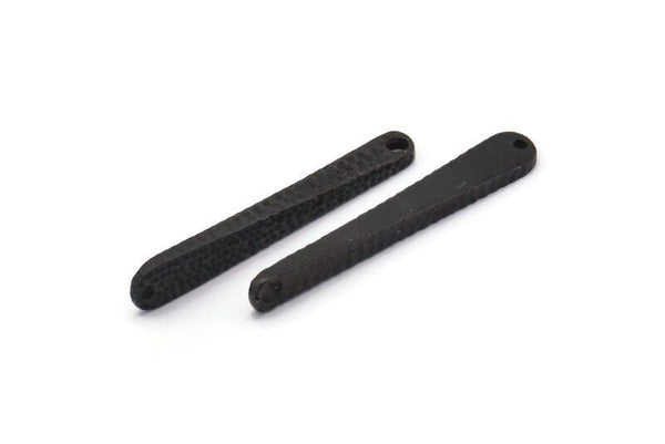 Hammered Bar Pendant, 5 Oxidized Black Brass Hammered Bar Pendants With 2 Holes, Earring Drops (31x5mm) BS 1811