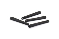 Hammered Bar Pendant, 5 Oxidized Black Brass Hammered Bar Pendants With 2 Holes, Earring Drops (31x5mm) BS 1811