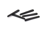 Hammered Bar Pendant, 5 Oxidized Black Brass Hammered Bar Pendants With 2 Holes, Earring Drops (31x5mm) BS 1811