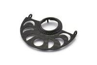 Ay Evreleri Kolye, 2 Oksitlenmiş Siyah Pirinç Yarım Daire Kolye, 2 Döngü ve 1 Ped Ayarı (36x27,5x3x0,7 mm) BS 1921 H1296