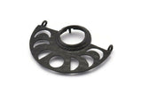 Ay Evreleri Kolye, 2 Oksitlenmiş Siyah Pirinç Yarım Daire Kolye, 2 Döngü ve 1 Ped Ayarı (36x27,5x3x0,7 mm) BS 1921 H1296