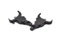 Huge Ox Skull Pendant, Oxidized Black Brass Large Ox Head Skull Charm, Pendants (48x35mm) N0149 H1297