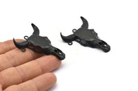 Huge Ox Skull Pendant, Oxidized Black Brass Large Ox Head Skull Charm, Pendants (48x35mm) N0149 H1297