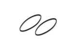 Black Oval Connectors, 24 Oxidized Black Brass Oval Connectors (25x10mm) Bs-1668