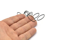 Black Oval Connectors, 24 Oxidized Black Brass Oval Connectors (25x10mm) Bs-1668