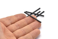 Siyah Kolye Çubuğu, 10 Oksitlenmiş Siyah Pirinç Çubuk, Gümüş Kolye, 1 Delikli Gümüş Takılar (2x40mm) BS 1753 H0914
