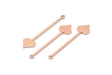 Copper Heart Charm, 24 Raw Copper Spade Charms With 1 Hole (40x9x0.80mm) M02027