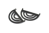 Black Pendant, 2 Oxidized Black Brass Semi Circle Pendant With 2 Loops (38x23x0.9mm) BS 1947