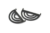 Black Pendant, 2 Oxidized Black Brass Semi Circle Pendant With 2 Loops (38x23x0.9mm) BS 1947