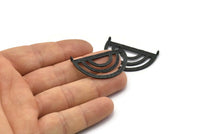Black Pendant, 2 Oxidized Black Brass Semi Circle Pendant With 2 Loops (38x23x0.9mm) BS 1947