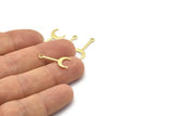 Brass Moon Charm, 50 Raw Brass Crescent Charms With 1 Loop (20x9x0.80mm) M02040