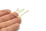 Brass Moon Charm, 24 Raw Brass Crescent Charms With 1 Loop (40x9x0.80mm) M02037