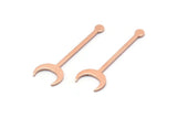 Copper Moon Blank, 24 Raw Copper Crescent Blanks, Stamping Blanks (30x9x0.80mm) M02035