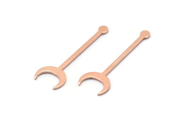 Copper Moon Blank, 24 Raw Copper Crescent Blanks, Stamping Blanks (30x9x0.80mm) M02035
