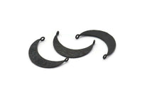 Siyah Ay Kolye, 2 Halkalı 3 Çekiçlenmiş Oksitlenmiş Siyah Pirinç Hilal Kolye (29,5x7,5x1 mm) BS 1895
