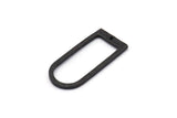 D Shape Charm, 4 Hammered Oxidized Black Brass D Shape Charms With 1 Hole (29x13x1.3mm) BS 1873