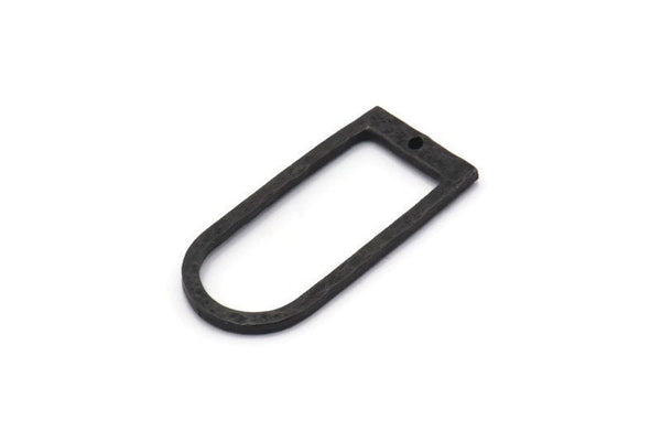 D Shape Charm, 4 Hammered Oxidized Black Brass D Shape Charms With 1 Hole (29x13x1.3mm) BS 1873