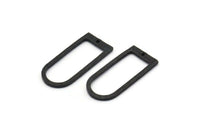 D Shape Charm, 4 Hammered Oxidized Black Brass D Shape Charms With 1 Hole (29x13x1.3mm) BS 1873