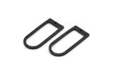 D Shape Charm, 4 Hammered Oxidized Black Brass D Shape Charms With 1 Hole (29x13x1.3mm) BS 1873