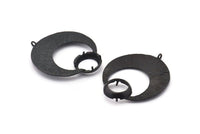 Black Crescent Pendant, Oxidized Black Brass Crescent Pendants With 1 Loop and 12.5mm Pad Setting (44x36x1mm) BS 1922