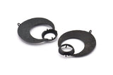Black Crescent Pendant, Oxidized Black Brass Crescent Pendants With 1 Loop and 12.5mm Pad Setting (44x36x1mm) BS 1922