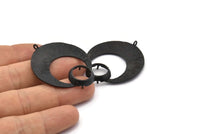 Black Crescent Pendant, Oxidized Black Brass Crescent Pendants With 1 Loop and 12.5mm Pad Setting (44x36x1mm) BS 1922
