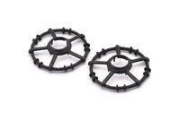 Black Circle Charm, 2 Oxidized Black Brass Round Pendants - Pad Size 10mm (34x6x2mm) BS 1898