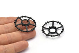 Black Circle Charm, 2 Oxidized Black Brass Round Pendants - Pad Size 10mm (34x6x2mm) BS 1898