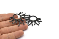 Black Sun Charm, Oxidized Black Brass Sun Pendants (45x37x1.5mm) BS 1943 H1341