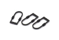D Shape Charm, 2 Hammered Oxidized Black Brass D Shape Charms With 1 Hole (29x15x1.3mm) BS 1874