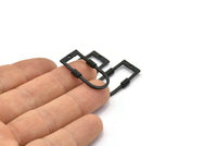D Shape Charm, 2 Hammered Oxidized Black Brass D Shape Charms With 1 Hole (29x15x1.3mm) BS 1874